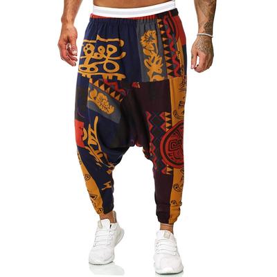 2024 Zomer Strandstijl Thaise Lantaarnbroek Wijde Pijp Broek Trekkoord Elastische Taille Bedrukking Lange Broek Kleding Voor Mannen