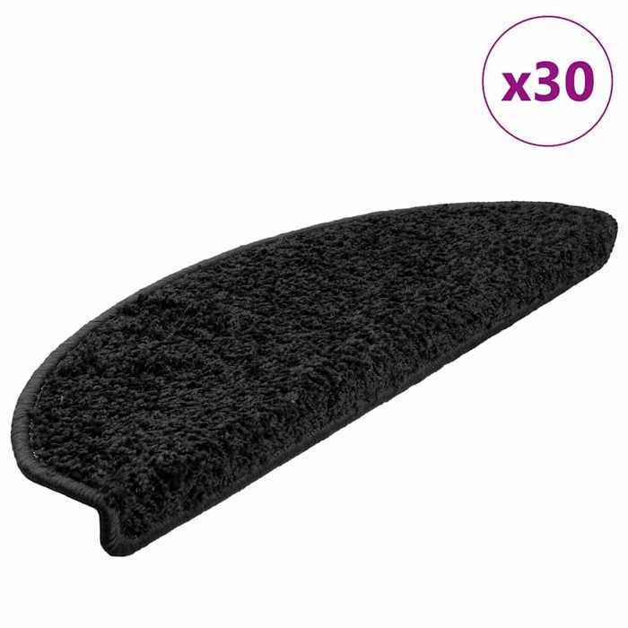 VidaXL Stair Treads 30 Pieces 65 X 21 X 4 Cm Black Semicircular Large 3365813