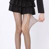 Sexy Hollow Lace Fishnet Socks American Stockings Retro Coffee Vertical Striped Pantyhose Women With Leg Covers
