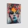 Colorful Wall Art for Women Floral Canvas Wall Art, Woman with Flowers On Head Wall Art Paintings Abstract Modern Female Canvas Wall Pictures Artwork