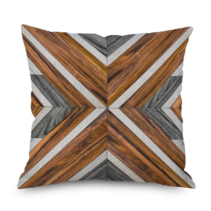 Home Decor Nordic Brown Geometric Ornament Pillow Cover Sofa Chair Printed Car Cushion Cover
