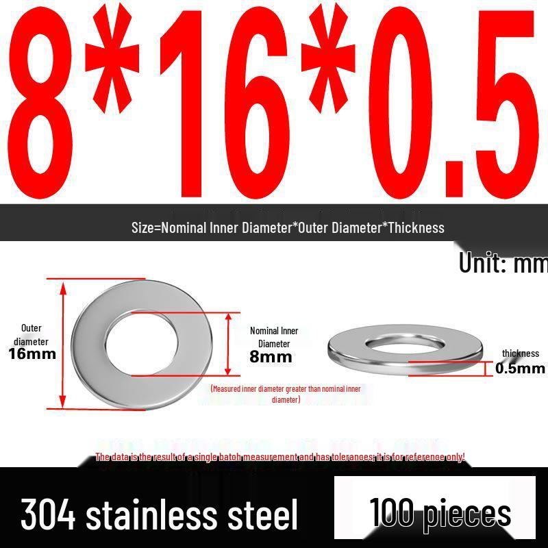 Thickened 304 Stainless Steel Flat Washer Spacer (M2-M36)