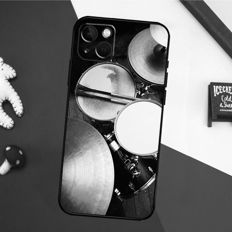 Musikinstrument Trommel Hülle Für iPhone 16 15 14 Plus 13 12 11 Pro Max Mini 7 8 Plus X XR XS Max Abdeckung