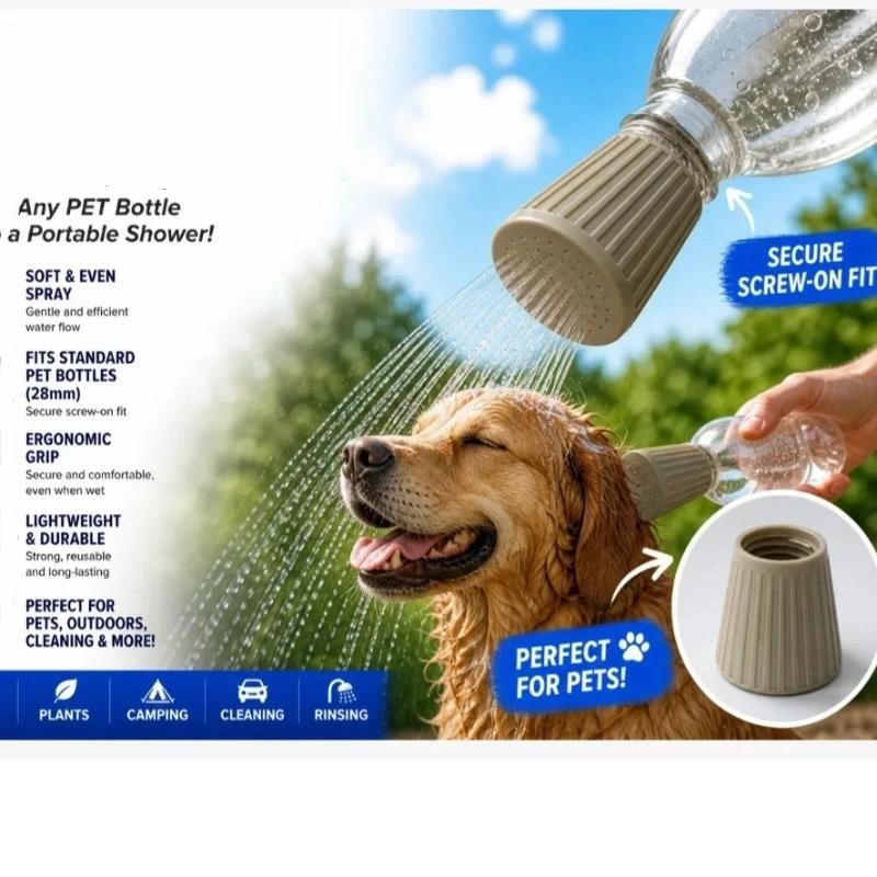 1Pcs Handheld Shower Head Portable Bottle Shower Head White Threaded Adapter Spray Head For Pet Bathing And Plants Watering