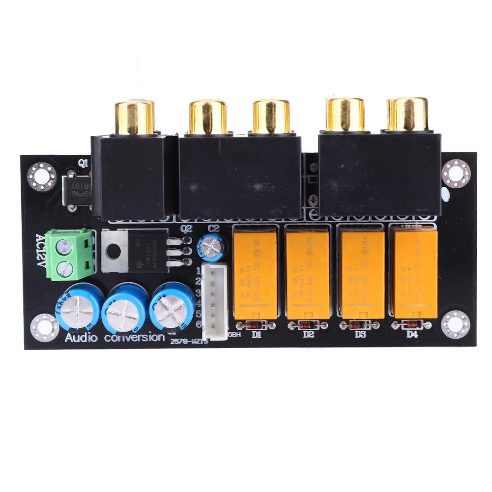 Audio Signal Selection Board 4 Way Audio Input Switching Input Board Selector AC12~15V