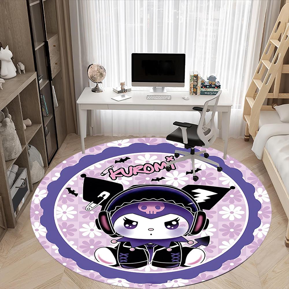 Kuromi Cat Office Round Area Rug, Under Office Chairs Bedroom Living Room Home Decor a0908170