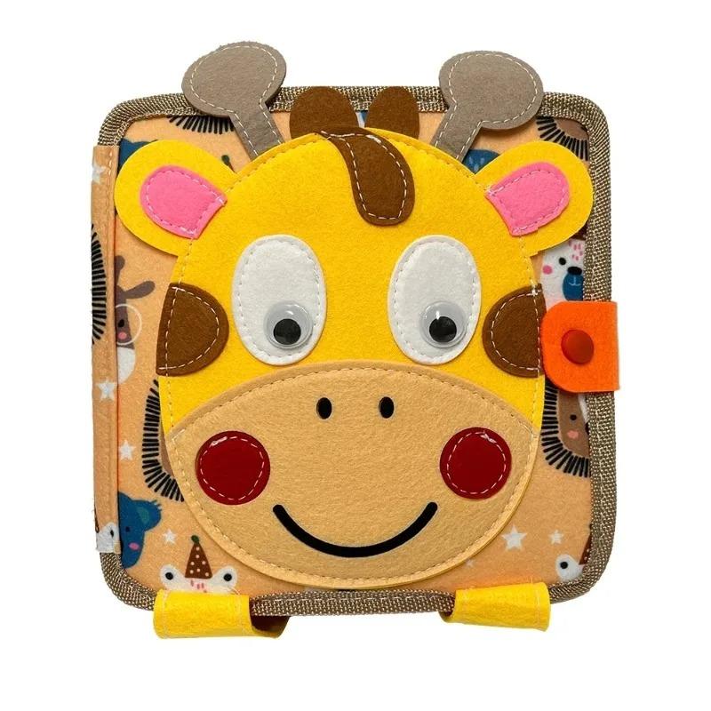 Montessori Giraffe Busy Board 3D Felt Book Toddler Toy for Fine Motor Skills Early Education Habits Knowledge Development