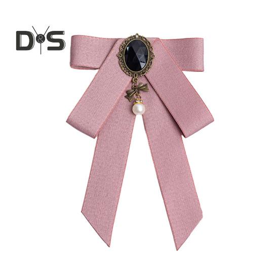 Women Bow Tie Shiny Rhinestone Pre-Tie Collar Tie Adjustable Neck Size Handmade Ribbon Shirts Uniforms Accessories
