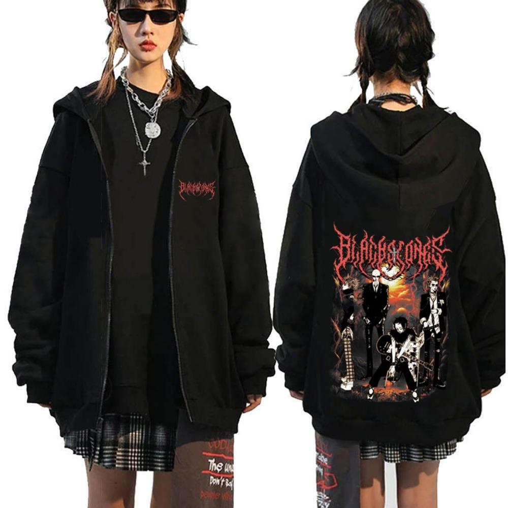 Japanese Anime Black Stone Zipper Hoodie Men's and Women's Manga Casual Zipper Jacket Men's Retro Harajuku Zipper Sweatshirt