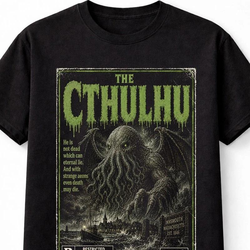 The Cthulhu Lovecraft Monster Vintage Horror VHS Unisex TShirt S