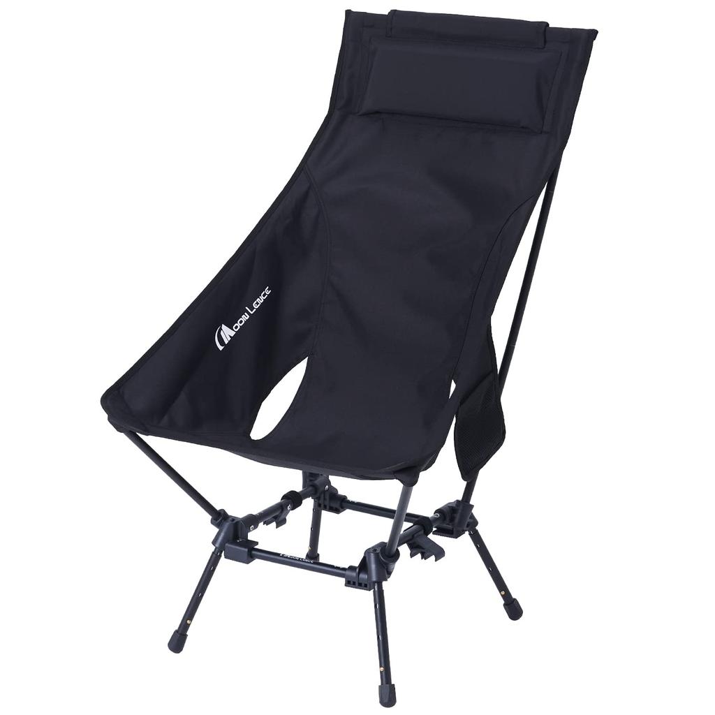 MOON LENCE Outdoor High 4 Level Camping Camping zahrnuje nosnost černá židle, opěradlo, nastavení, židle, židle se zkříženýma nohama, židle,