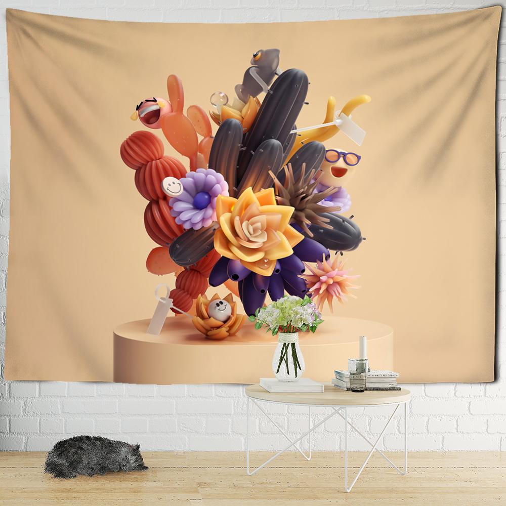 Colorful Expression Model Tapestry Wall Hanging Cartoon Kawaii Hippie Tapiz Art Simple Room Home Decor