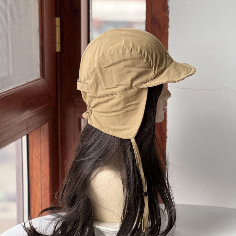 Japanese Retro Bomber Hat Windproof Ear Protection Winter Cap Solid Color Lei Feng Hat Keep Warm