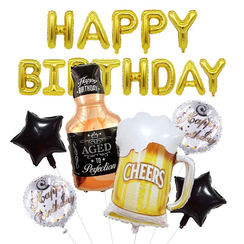 Aluminum Film Balloon Whiskey Beer Bubble Wine Glass Bottle Pentagram Party Combination Set