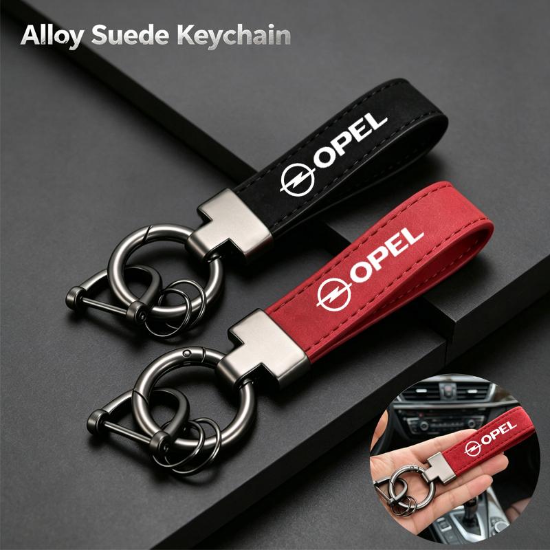 Logo Legierung Luxus Wildleder Leder Schlüsselanhänger Auto Schlüsselanhänger Für Opel Astra Grandland Corsa Mokka Frontera Insignia Zafira Vivaro Karl