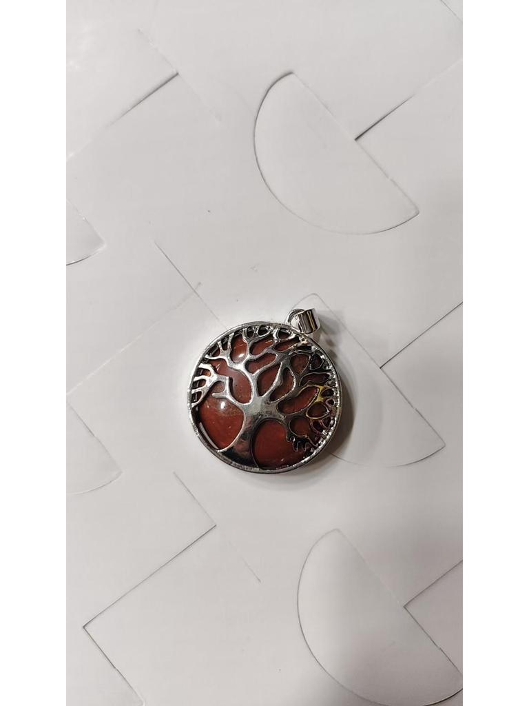 Cross Hollow Life Tree Pendant: Natural Crystal Agate Money Tree Necklace, Natural Stone Round Wishing Tree Pendant.