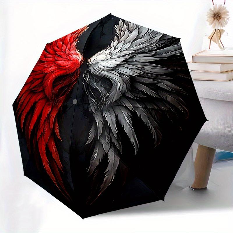 Angel Wings Theme 8 Bone Hand Automatic Folding Umbrella, Compact and Portable Design, A Perfect Gift for Birthday, Christmas or Business Us