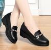 Brand Genuine Leather Women Shoes Round Toe Casual Comfortable Women's Wedge Shoes Spring Autumn Fashion Mother Shoes