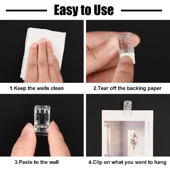 40PCS Tapestry Wall Hanging Clips, Tapestry Hangers Adhesive Clips for Hanging and Organization