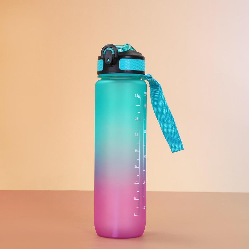 Gradient Color Leak-Proof Sports Water Bottle - Large Capacity, Portable, Pop-Up Lid for Outdoor and Office Use