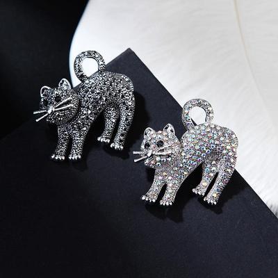 Elegante Spilla Gatto Retrò Piena di Diamanti, Spilla Versatile con Diamanti, Accessori Animali