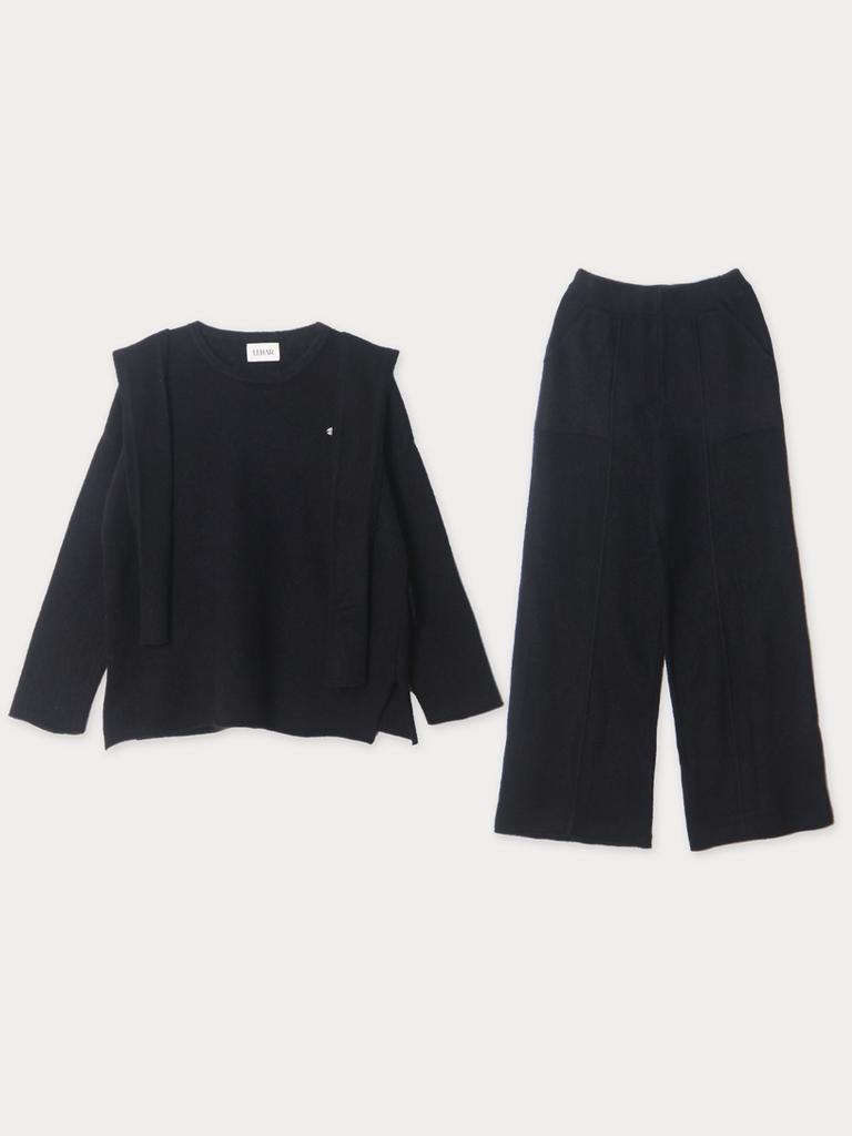 Mejongleuhaleu Gemma Knit Set (Round Neck Knit + Pants + Shawl) 3 Colors