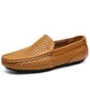 2025 Summer Men Casual Shoes Luxury Brand Genuine Leather Mens Loafers Moccasins Hollow Out Breathable Slip On Driving Shoes