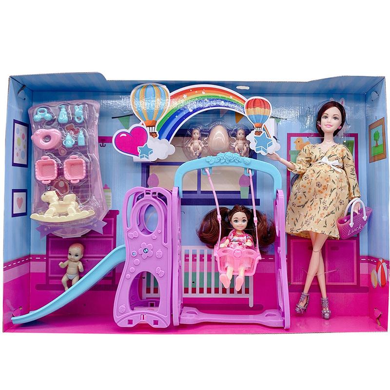 Handgefertigtes Puppenzubehör Baby-Puppen Schwangere Mutter Dame Vater Papa Für Mädchen Spiel Weihnachtsgeburtstagsgeschenk, Montage erforderlich