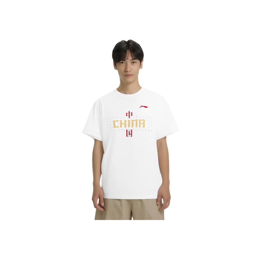 Li Ning Sports Quick-Dry Round Neck Short Sleeve T-Shirt Unisex Tops Standard-White AHSV057-2