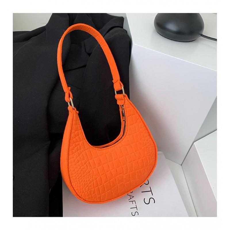 Solid color fashion women's bag trend autumn new stone pattern armpit bag casual shoulder handbag