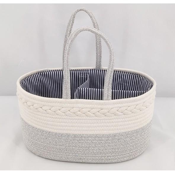 Large Woven Cotton Rope Storage Basket for Infant and Toddler Supplies