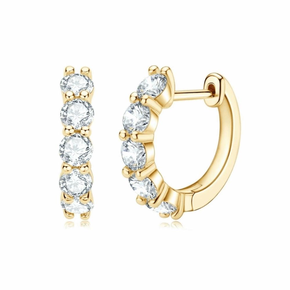 Light Luxury Small Hoop Earrings Minimalist Zircon Ear Stud Crystal Studded Earrings  Punk Style