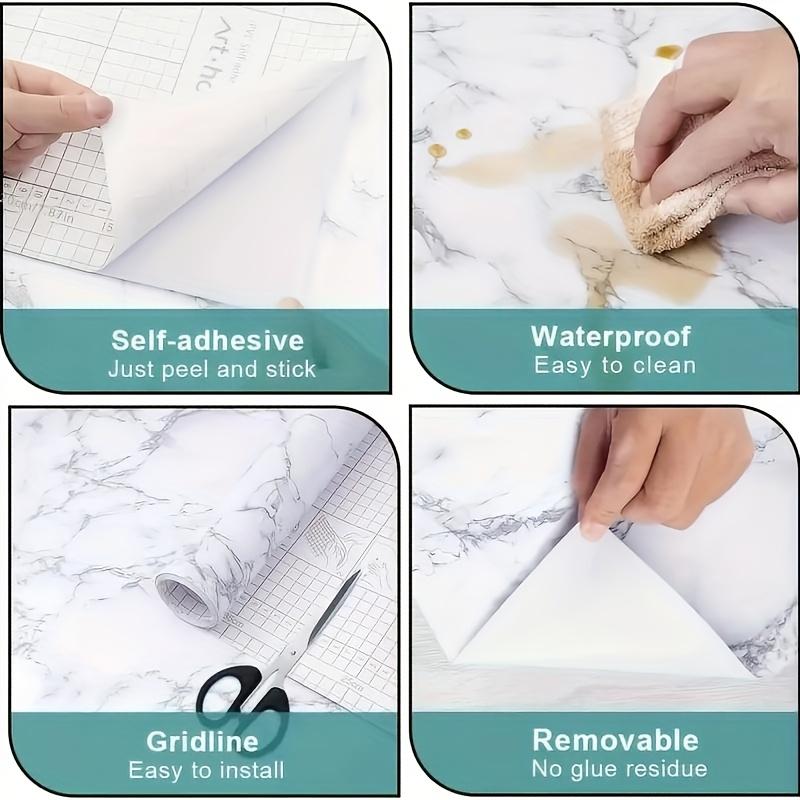 Self Adhesive Oil-proof Water-proof Heat-resistant - 1 Roll 0.12mm Thick - Marble Pattern PVC Wallpaper - Easy To Install Kitchen Wall Stickers