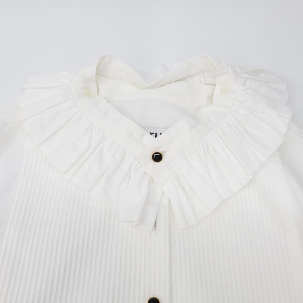 PRUNE GOLD SCHMIDT White PGICOSHI008J Front button frill shirt tops 36 whiteUsed