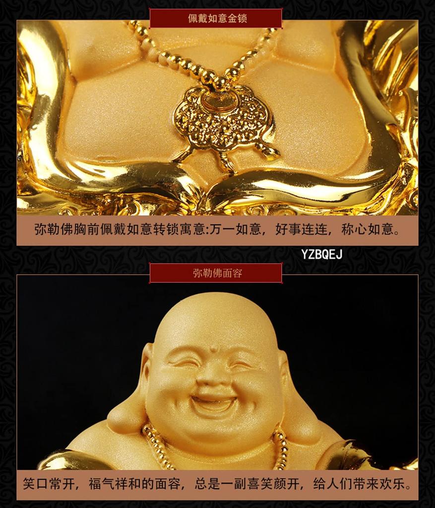 Buddha One of the Seven Lucky Gold Protects Against Brings Good Feng Shui Entryway Auspicious New Car Ornament Statue, Hotei, Gods, Figurine, Evil,