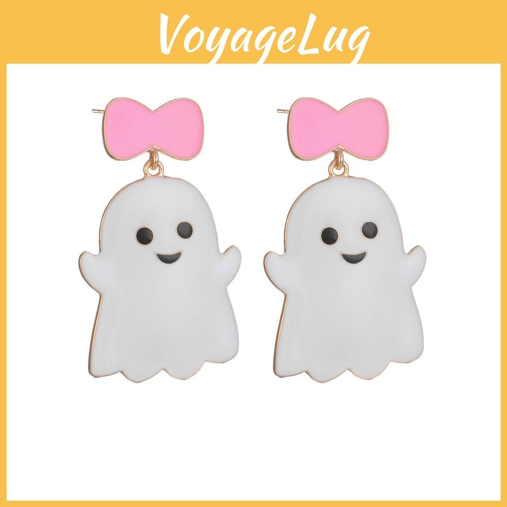Ghost Cute Enchanting Bow Earrings Stylish Alloy Halloween Jewelry For Women Young