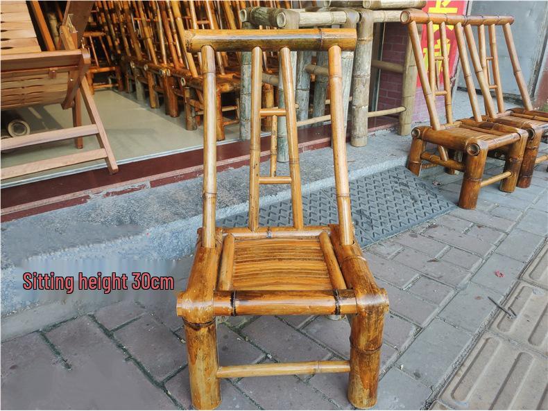 Bamboo Rocking Recliner Chair - Children's Model with Woven Basket Design