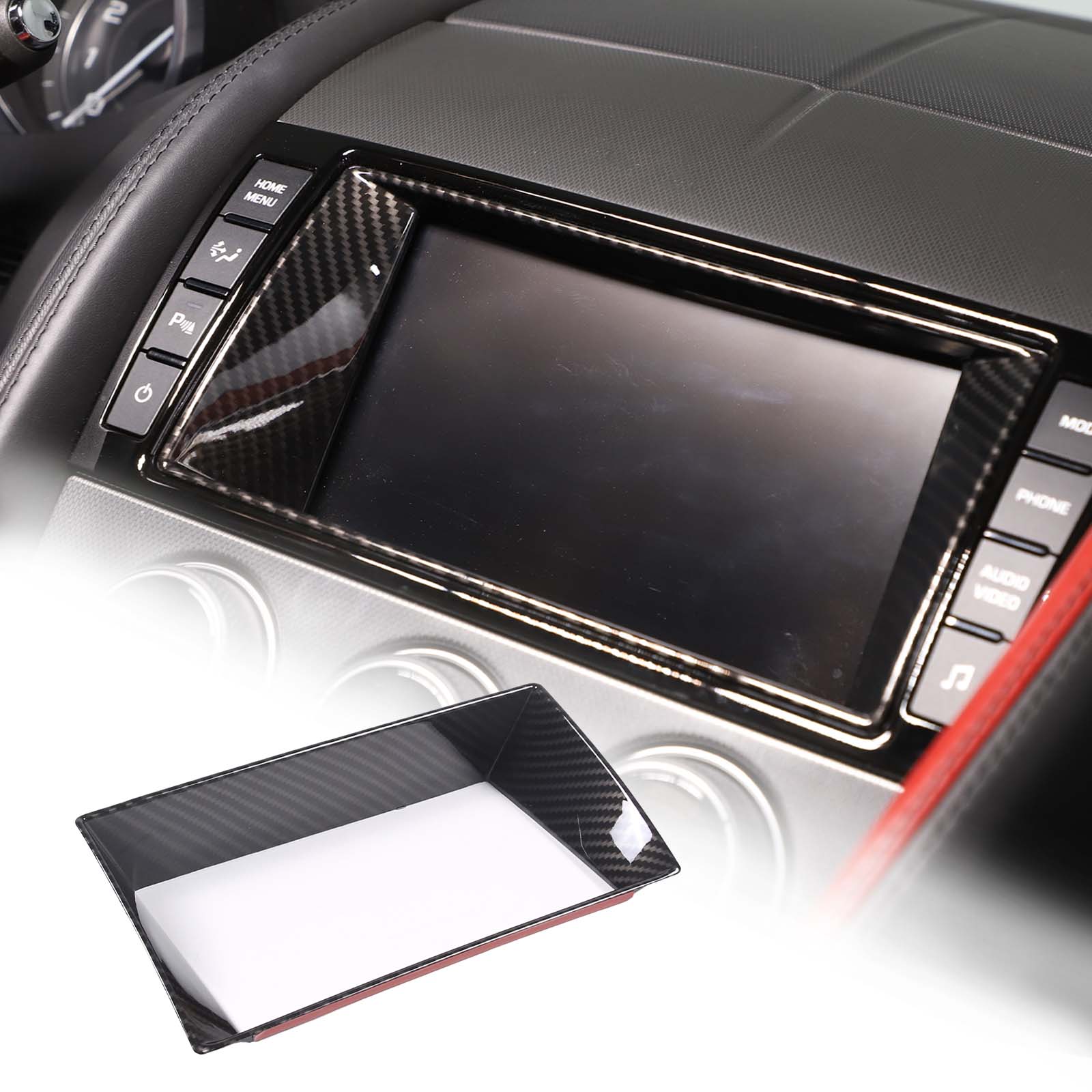 BBU1 For Jaguar F-TYPE 2013-2018 Car Navigation Screen Interior Decoration Frame ABS Carbon Fiber Automotive Modification Accessories