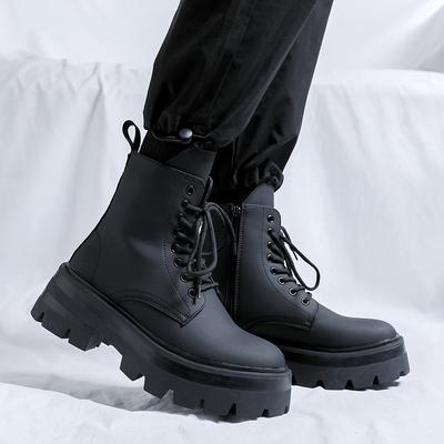 Mens Fashion Party Nightclub High Motorcycle Boots Autumn Winter Shoes Cowboy Original Leather Boot Cool Platform Long Botas Man