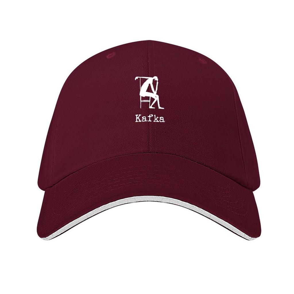 Franz Kafka Drawing by Kafka white on black with vintage typewriter lettering Baseball Cap summer hat Caps Women Unisexs