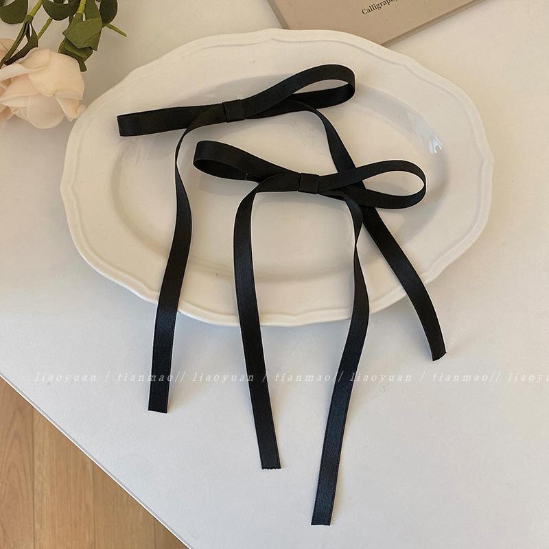 

Винтажный большой бархатный бант, заколка для волос, трендовые длинные заколки с лентой, заколки, повязка на голову для женщин и девочек, аксессуары для волос, свадебные украшения чёрный