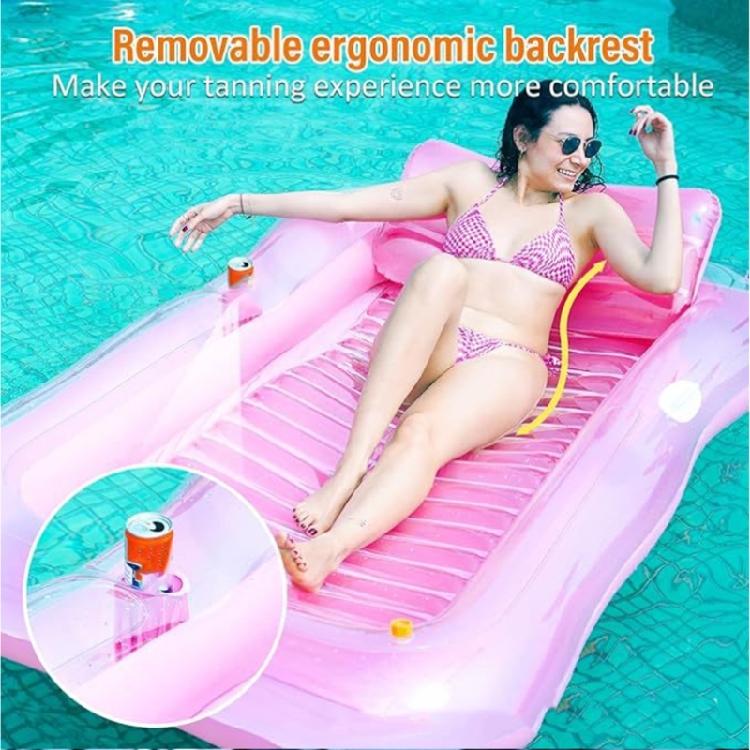Modern PVC Pool Lounger Innovative Water Sprinkling Technology Tanning Pool Float Detachable Headrest Mattress