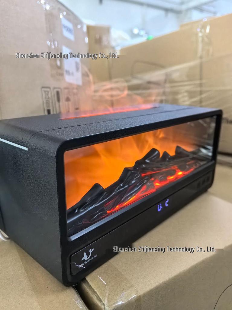Remote-Controlled Retro Fireplace Aroma Diffuser with Seven-Color Flame and Humidifier