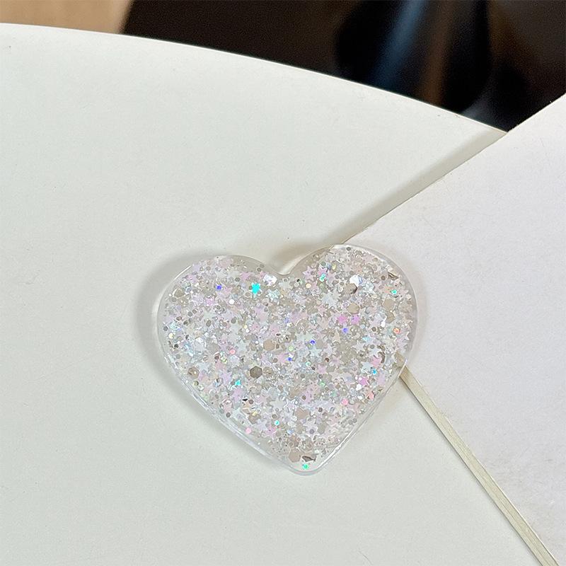 Mobile Phone Airbag Bracket Paste Creative Rhinestone Magnetic Suction Portable Epoxy Glitter Sequined Heart Ring