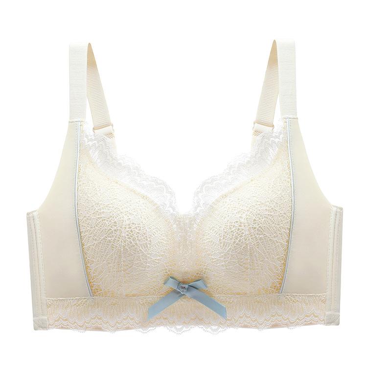 Twilight Clouds Double Breasts Anti-sagging No Steel Rim Lace Upper Support Adjustable Bra Set