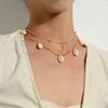 Europe, America, fashion personality versatile shell pendant necklace women, double metal round bead chain necklace