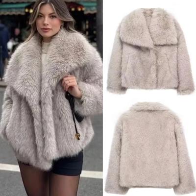 Damen Kunstpelzmantel Herbst Winter 2024 Plüsch Wollmäntel und -mischungen Oberbekleidung Fashio Langarm Warmer Pelzmantel