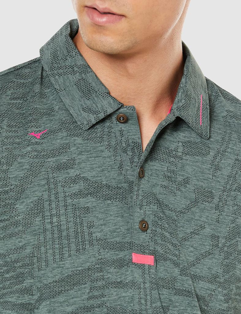 Golf Short Sleeve Common Jacquard High Collar For Midsummer 52MA1008 Khaki XL [Mizuno] Wear, Shirt, Collar, Pattern, Design, Ventilation, Protection,