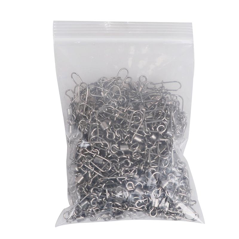 200Pcs Stainless Rolling Swivel Nice Snap Lure Connector Fishing Swivels Snap