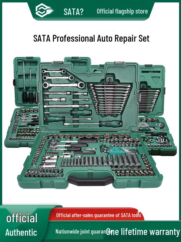 SATA Ratchet Wrench Set with Small, Medium, Large Sockets for Car Repair